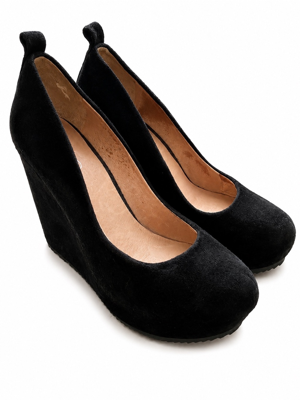 Aldo Black Suede Wedge Pumps